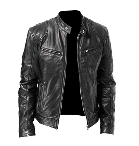 Veste de moto homme en similicuir PU idéale pour vos sorties décontractées en ville cet automne