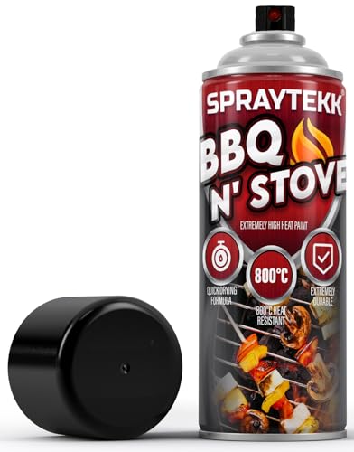 SPRAYTEKK Heat Resistant Spray Paint - 400ml | Matte Black Finish | Up to 800C | Ideal for BBQs Stoves Firepits Ovens Automotive Engines & More | Indoor & Outdoor Use (1)