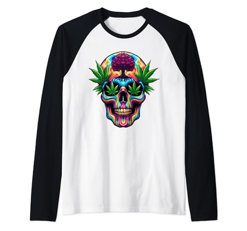 Marihuana Místico Árbol de la Vida Cráneo Camiseta Manga Raglan