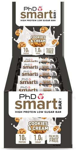 PhD Nutrition Smart Bar Proteinriegel Mini | Cookies & Cream | Proteinreicher Eiweißriegel | zuckerarm | Mehrfachpack 24 x 32 g