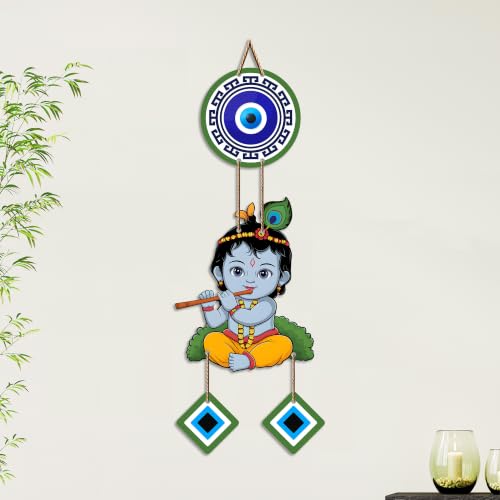 Image of Artvibes Baby Krishna Evil Eye Wall Hanging for Home Entrance Door Decor | Nazar Battu Protection Hanging for Living Room Bedroom Temple | Vastu Positive Energy Decorative Gift (WH 8571N)