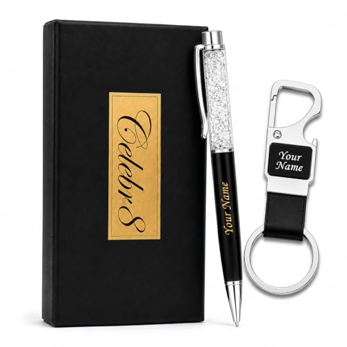 Image of Celebr8 Personalized Card Holder & Pen Gift Set | Custom Name Engraved RFID Visiting Card Holder Wallet with Stylish Pen | Premium Corporate Gift for Men | Gift for Dad, Husband & Father