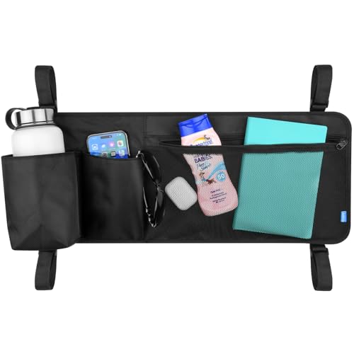 Xxerciz Side Bag for Camping Cot, Bedside Storage Pocket for Coleman Camping Cot, Nylon pouch with Mesh Pocket for Camping Travel, Wagon Cart Side Storage Bag, 24.5 ×11 Inches