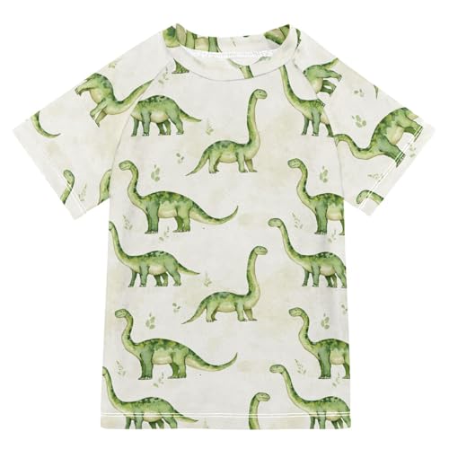 Kids Bathing Suits Boys Short Sleeve Girls Rashguard Swimsuit 11T Beauty Dinosaur Diplodocus Plain