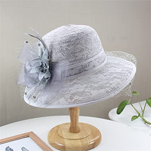 Chapeau de soleil pliable contre la chaleur grand bord respirant en dentelle