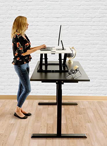 TechOrbits Height Adjustable Single Level Standing Desk - 31" Wide Sit to Stand Desk Converter Fully Assembled Standing Workstation Riser White