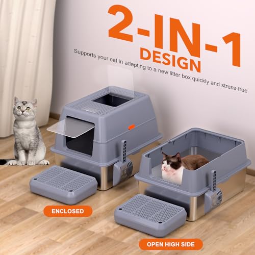 Bandeja de arena para gatos de acero inoxidable premium 4