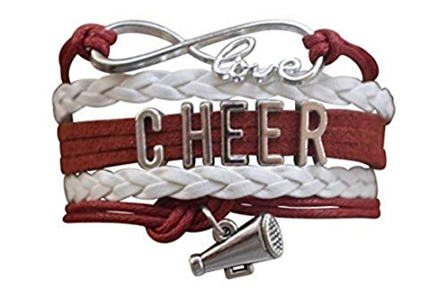 Infinity Collection Cheerleading Bracelet, Cheer Gifts- Cheer Jewelry- Maroon Cheer Bracelet- Adjustable Cheer Charm Bracelet- Gift for Cheerleaders & Cheer Teams