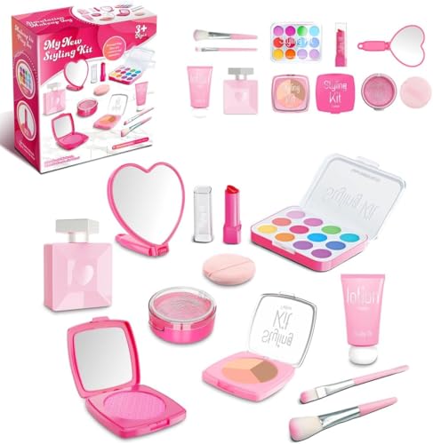 Fake Makeup Kits for Girls Toys 3 4 5 Years Old, Pretend Makeup Toys for Girls Birthday Gifts , Christmas Gifts, Ages Over 3 Years,Children's Gift (Pink)