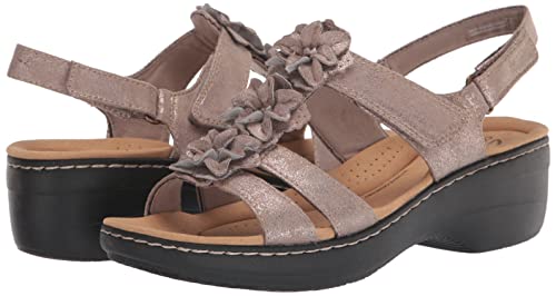 Clarks Merliah Sheryl Heeled Sandal, Taupe Metallic Synthetic, 7.5 Medium #TOP6