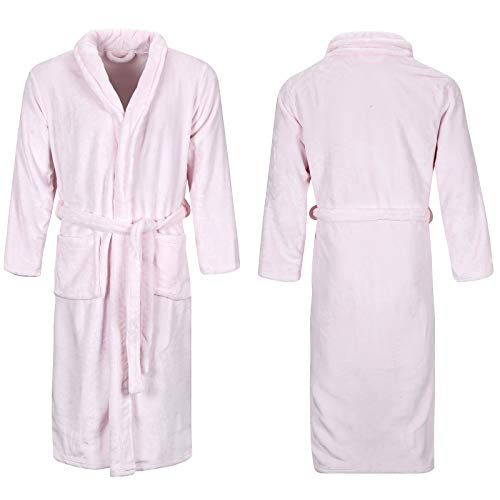 Gr8 Home Peignoir de Bain Chaud Unisexe Super Doux au Toucher Soie Polaire pour Homme et Femme Adulte Rose Vif Taille XL