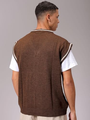 Image of The Indian Garage Co Men Oversized Sleeveless Textured Sweater