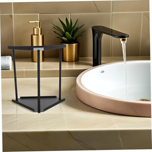 Estante de baño de esquina resistente organizador metálico doble para cosméticos 3