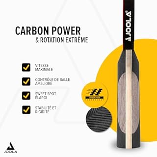 JOOLA Raquette de ping-Pong Professionnelle Rosskopf Carbon, homologuée ITTF, pour Joueurs avancés, Contenant Aussi Une Housse et 3 balles, Coloré