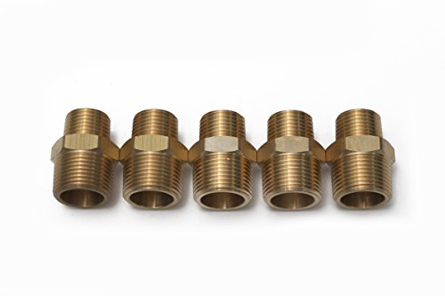 LTWFITTING Brass Pipe Hex Reducing Nipple Fitting 3/4-Inch x 1/2-Inch Male NPT(Pack of 5)