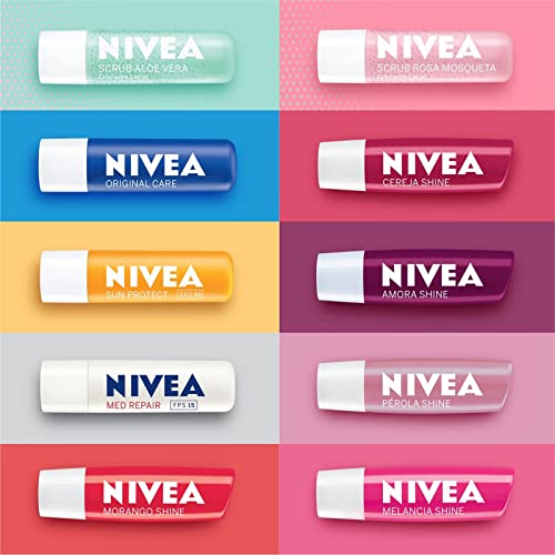 NIVEA Esfoliante Labial Scrub Rosa Mosqueta 4,8g - Renova os lábios com efeito peeling, previne as p