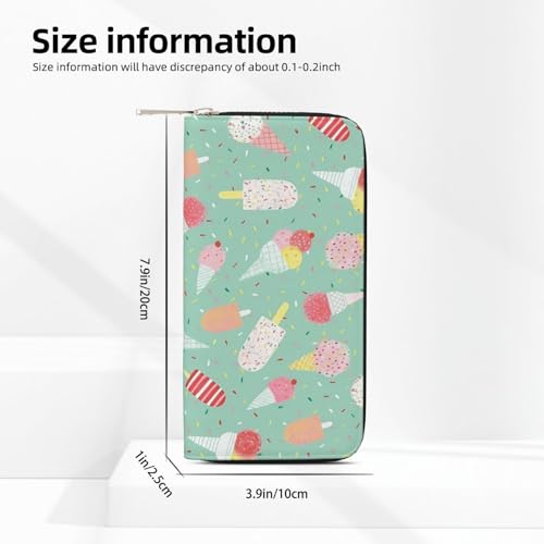 Leather Hand Wallet for Mothers Day Women Card Holder Large Capacity Credit Wallet with Zippering Ice Cream4
