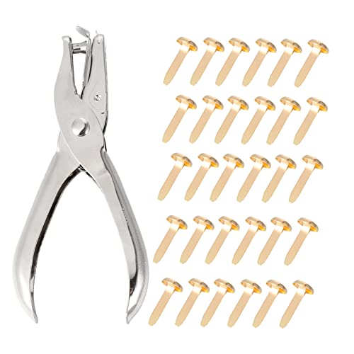 Homoyoyo Craft DIY Brads 200pcs Brass Washers Round Head Fasteners Metal Brads for Paper Projects