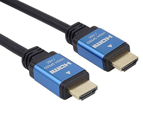 Premium Cord 4K HDMI 2.0b Cable, Resolution UHD 4K @ 60Hz 2160p, 3D, ARC, HDCP, Gold Plated Metal connectors, Black and Blue, Length 0.5 m