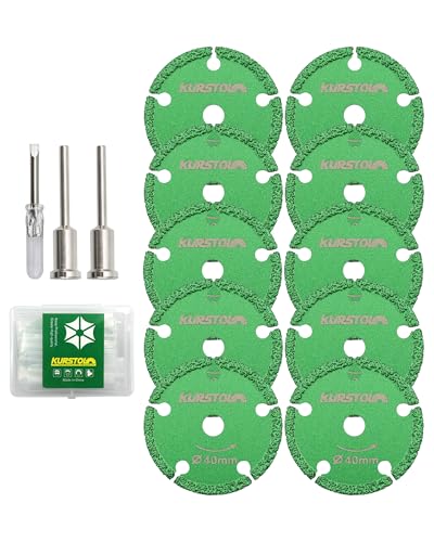 Diamond Rotary Tool Cut-Off Wheels - 10pcs 1-9/16 Inch(40mm) Metal Cutting disc for Rotary Tool Accessories with 2pcs 1/8” Mandrels for Metal, Iron Pipe, Iron Sheet, Bolts, Screws