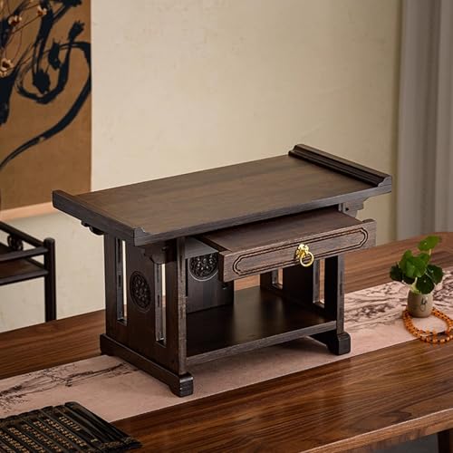 Mesa de altar budista, soporte retro para estatuas de Buda y santuario de meditación, ideal para instrumentos budistas y decoración del hogar