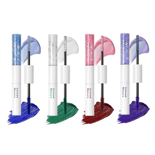4 Pcs Mascara De Pestañas Con Purpurina, Glitter Mascara Pestañas Purpurina Rímel, Impermeable y de Larga Duración, Para Fiestas de Cumpleaños, Actuaciones en el Escenario y Bodas