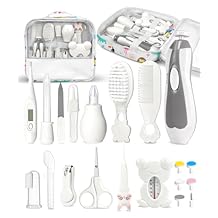Baby Healthcare and Grooming Kit, Electric Safety Nail Trimmer Baby Nursery Kit, Newborn Care Kits with Hair Brush Comb for Newborn Infant Toddlers Baby Boys Girls Kids, Baby Shower Gifts White