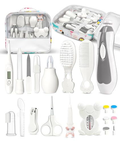 Image of Baby Healthcare and Grooming Kit, Electric Safety Nail Trimmer Baby Nursery Kit, Newborn Care Kits with Hair Brush Comb for Newborn Infant Toddlers Baby Boys Girls Kids, Baby Shower Gifts (White)