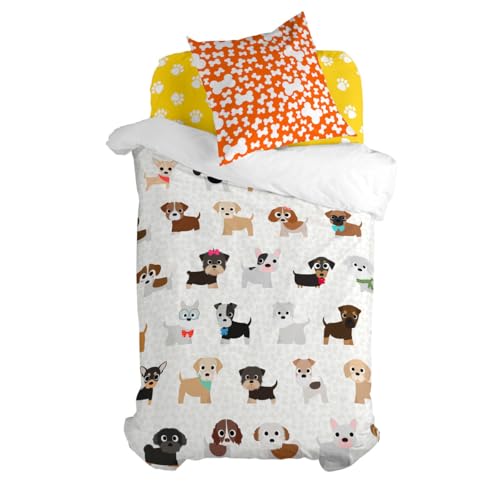 HappyFriday Juego de Funda nórdica Mr Fox Dogs Multicolor Cama de 80 2 Piezas
