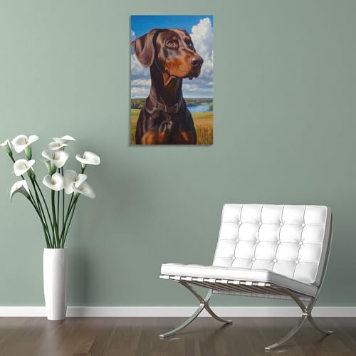 Toile Doberman décoration murale premium 30x45cm pour couloir - 5