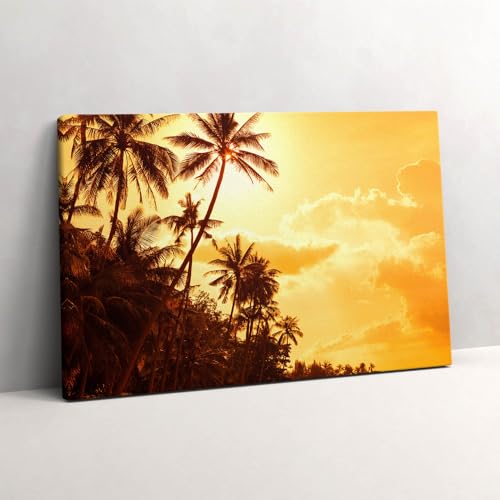 Murale d'art tableau photo sur toile 60x40cm de plage et palmiers exotiques