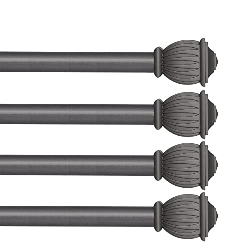 Kenney Beckett Soft Square Window Curtain Rod, Adjustable Curtain Rod for Windows 28 to 48 Inches, Extendable Curtain Rod Set, French Pewter Gray Curtain Rod, Curtain Rods 4 Pack