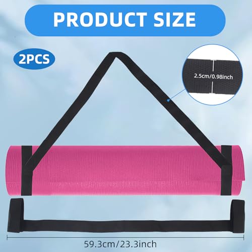 2PCS Black Yoga Strap for Carrying, 23.3 X 0.98 Inch Yoga Mat Strap for Carrying Easy-Cinch, Adjustable Yoga Mat Holder, Yogas Sling Strap for Most Size with Thick Comfy (Yogas Mating Not Included) - Image 3