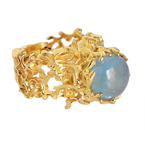 Bague aigue-marine taille 65 pour ajustement parfait en argent et or