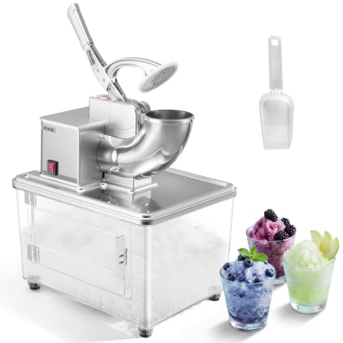 Image of VEVOR Commercial Ice Crusher 661LBS /H, 350W Electric Snow Cone Machine with 4 Blades, 2000RPM Stainless Steel Shaved Ice Machine with 11 Gal Crushed-Ice Box, for Family Restaurants Bars, Silver