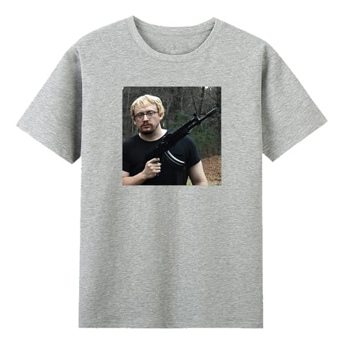 Sam Hyde Shooter T-Shirt Crewneck Short Sleeve Cotton Tee Women Men Streetwear Funny Tops (Gray,Large)