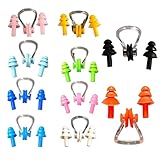 10 Stück Nasenklammer Schwimmen, 10 Paar Ohrstöpsel, Nasenklemme Schwimmen, Wasserdicht und Bequem für Kinder und Erwachsene, Ideal für Schwimmbad, Strand und Meer