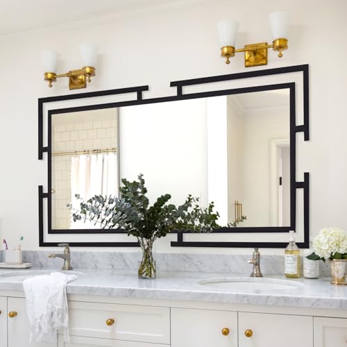Image of 60 inchx30 inch Large Black Bathroom Mirror, Full Length Mirror Wall Decor with Metal Frame for Living Room, Entryway, Bedroom, Horizontal /Vertical
