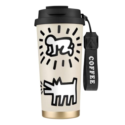 タンブラー コーヒー キース ヘリング 水筒 ステンレス ボトル 魔法瓶 オフィス マグカップ カフェマグ 車用 マグボトル 真空断熱 保温 保冷 ふた付き 直飲み 広口 漏れない 二重構造 持ち運び 500ml