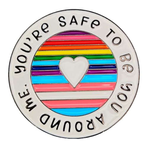 Image of Enamel Pin,You Are Safe To Be You Around Me Lapel Pin,Gift for LGBT Teens Lovers Partners,Rainbow Heart Button Badge,Gift for LGBT Teens Lovers Partners,DIY Decor,Pin on Shirt Canvas Bag