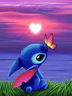 CLYCTIP Diamond Art Stitch-Stitch Diamond Painting Kits for Adults Kids Beginners,Stitch Diamond Art Kits for Adults Kids for Gift Home Wall Decor (red)