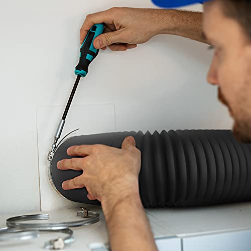 Image of iPower Flexible 4 Inch 8 Feet Aluminum Ducting 4 Layer Protection Dryer Vent Hose for HVAC Heating Cooling Ventilation and Exhaust, 2 Clamps Included, PVC 4 in 8ft, Black
