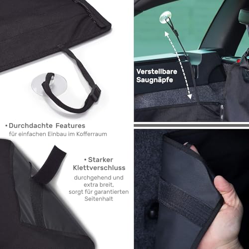 BARTSTR Kofferraumschutz Hund 200x110 cm, Universal für Kombi Kofferraum, Schutzmatte Wasserabweisend & Stoßstangenschutz, Plus Schultertasche