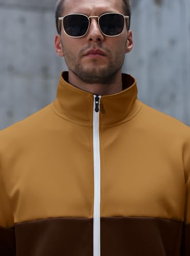 Image of HYPESTFIT Men's Retro Track Jackets, Relaxed Fit | Lightweight men's casual jacket ideal for spring & fall, running and daily athletic wear