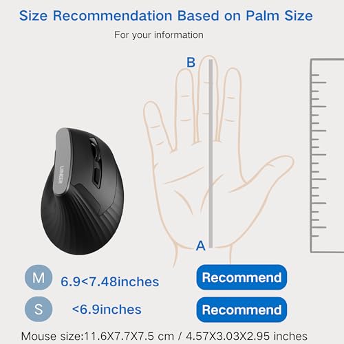 Uineer Vertical Ergonomic Mouse, Wireless Bluetooth Mouse, 3-Device,Quiet - image 7