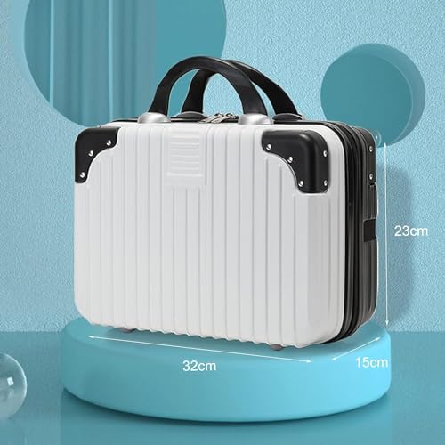 Image of Makeup Case Suitcase, Mini Bag, Mini Hard Shell Travel Luggage, Women Portable Water Proof Carrying Suitcase, Organizer Bag, Small Hard Shell Cosmetic Luggage, Water Proof (B-Black&White)