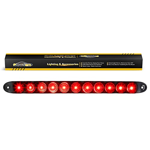 Partsam 1Pc 15 Inch Smoked Red Trailer Tail Light Bar 11 LED, 15