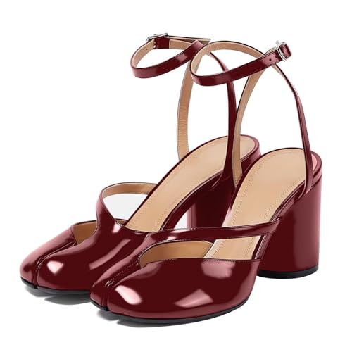 Best High Heel Shoes for Bunions: Stylish & Comfortable Options 12 Agodor Split Toe Slingback Heels for Women,Chunky Block High Heels Tabi Pumps Shoes,Comfort Dress Strappy Heeled Sandals Wedding Bridal Party Office Shoes US7 Burgundy