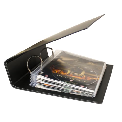 Image of Tarifold 2-Ring DVD Storage Binders, Holds 25 Sleeves, Black, Pack of 4