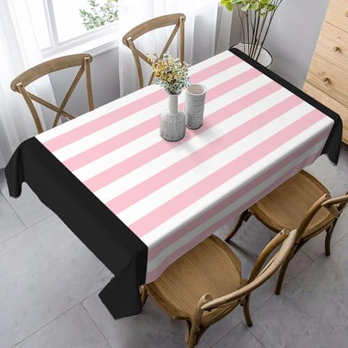 Aozhiswe Mantel Antimanchas Rectangular Rayas Mantel de Mesa Rosa 140x180 cm Manteles Impermeable Poliéster Protector Comedor para Interior Exterior a/1704
